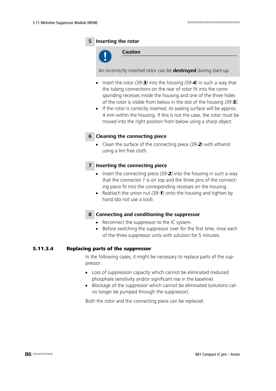 4 replacing parts of the suppressor | Metrohm 881 Compact IC pro – Anion User Manual | Page 96 / 129