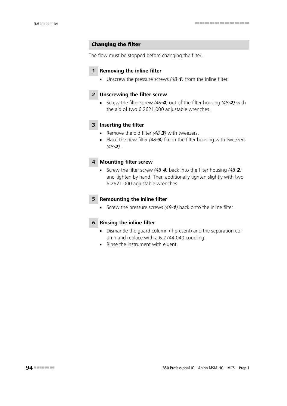 Metrohm 850 Professional IC Anion MSM-HC MCS Prep 1 User Manual | Page 104 / 151