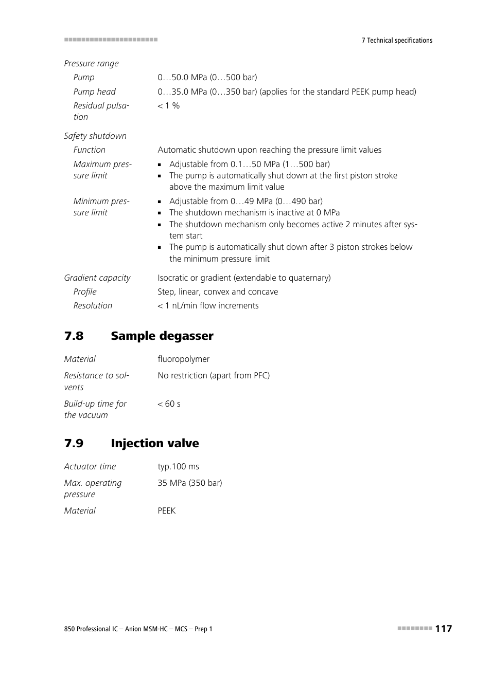 8 sample degasser, 9 injection valve, Sample degasser | Injection valve | Metrohm 850 Professional IC Anion MSM-HC MCS Prep 1 User Manual | Page 127 / 151