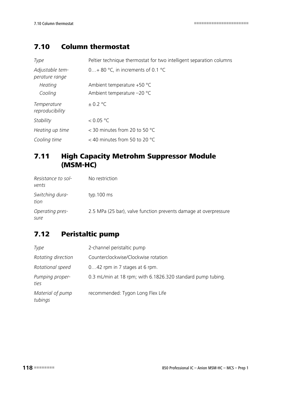 10 column thermostat, 12 peristaltic pump, 11 high capacity metrohm suppressor module | Msm-hc) | Metrohm 850 Professional IC Anion MSM-HC MCS Prep 1 User Manual | Page 128 / 151