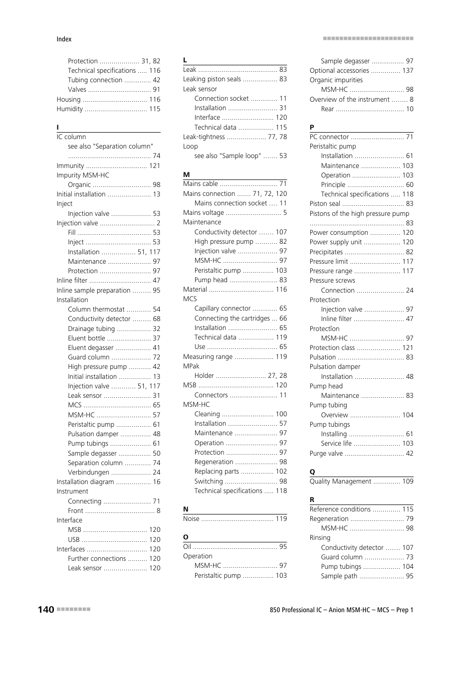 Metrohm 850 Professional IC Anion MSM-HC MCS Prep 1 User Manual | Page 150 / 151