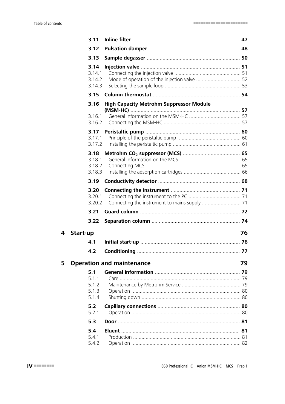 Metrohm 850 Professional IC Anion MSM-HC MCS Prep 1 User Manual | Page 6 / 151