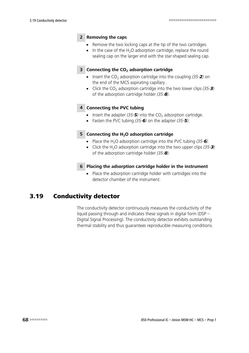 19 conductivity detector | Metrohm 850 Professional IC Anion MSM-HC MCS Prep 1 User Manual | Page 78 / 151