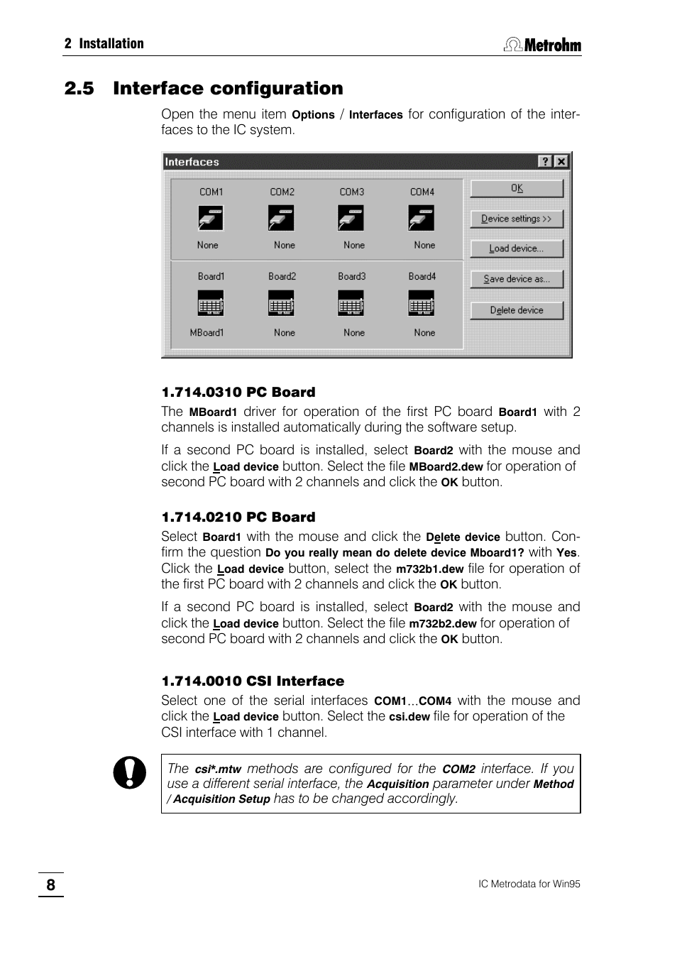5 interface configuration | Metrohm 714 IC Metrodata User Manual | Page 14 / 66