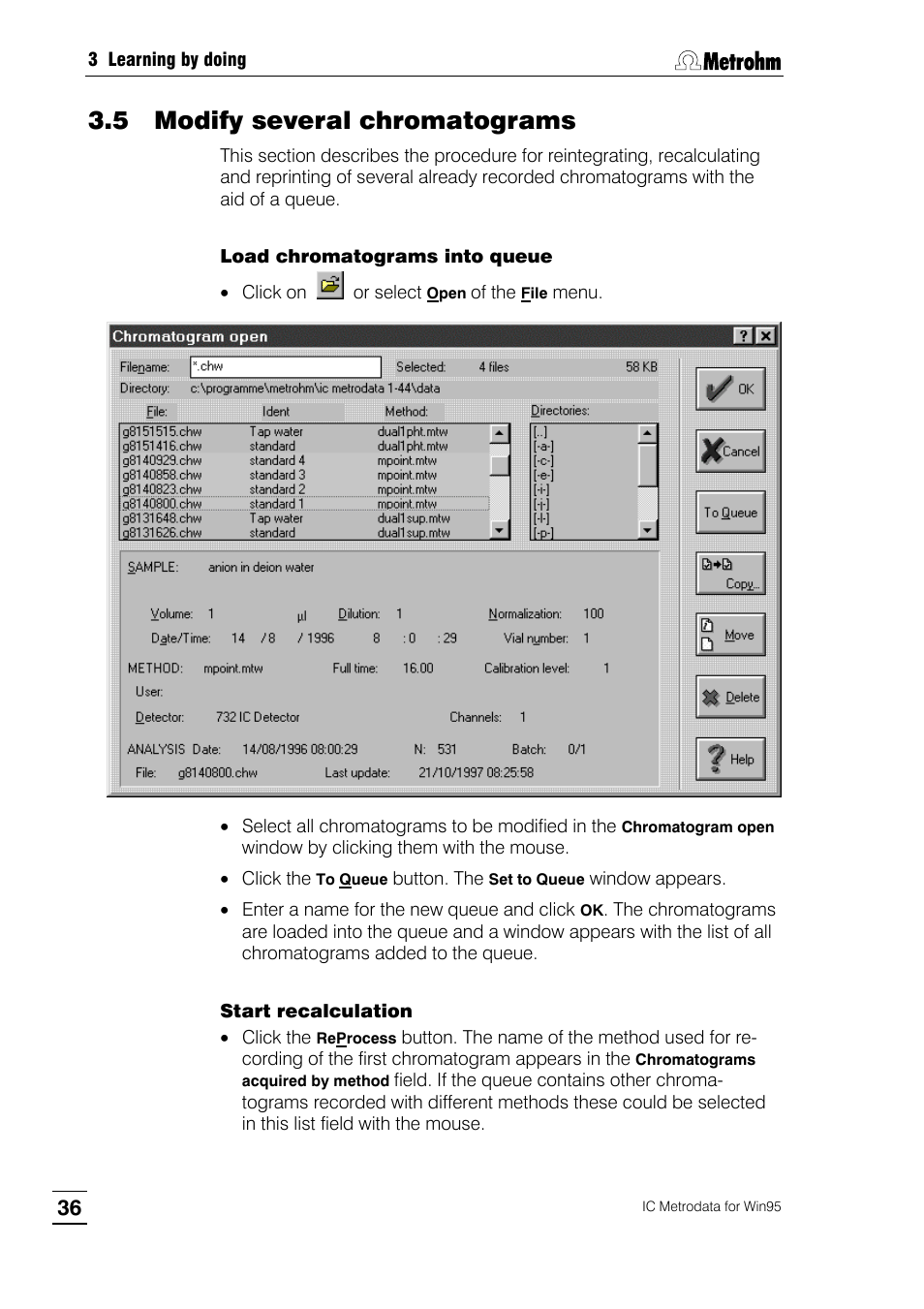 5 modify several chromatograms | Metrohm 714 IC Metrodata User Manual | Page 42 / 66