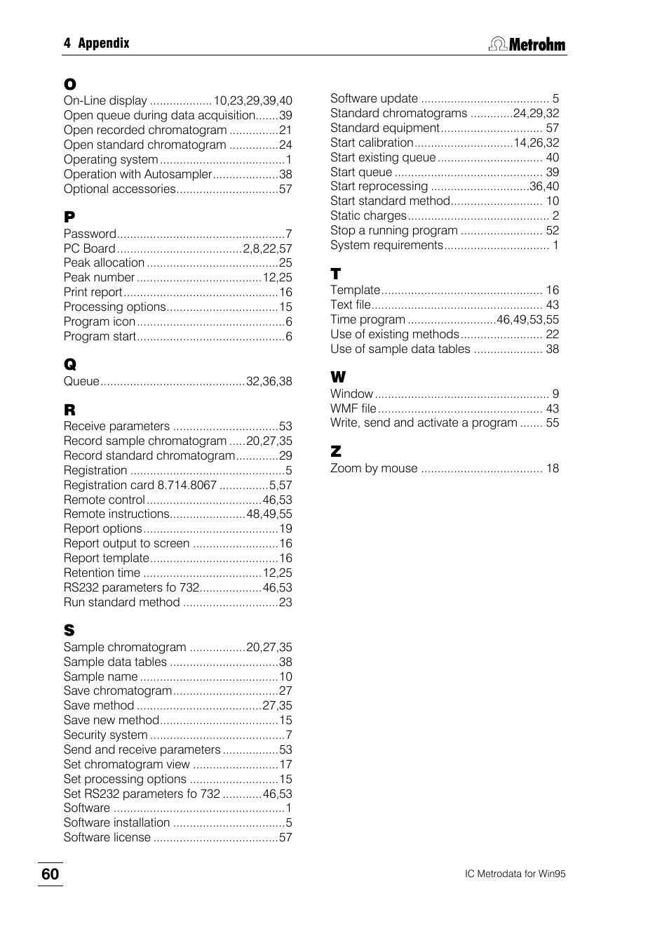 60 o | Metrohm 714 IC Metrodata User Manual | Page 66 / 66