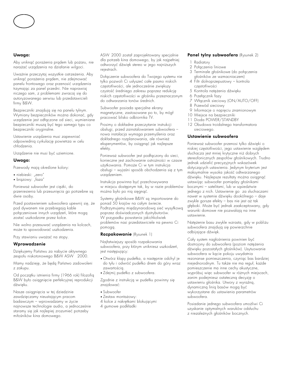 Bowers & Wilkins ASW2000 User Manual | Page 37 / 45