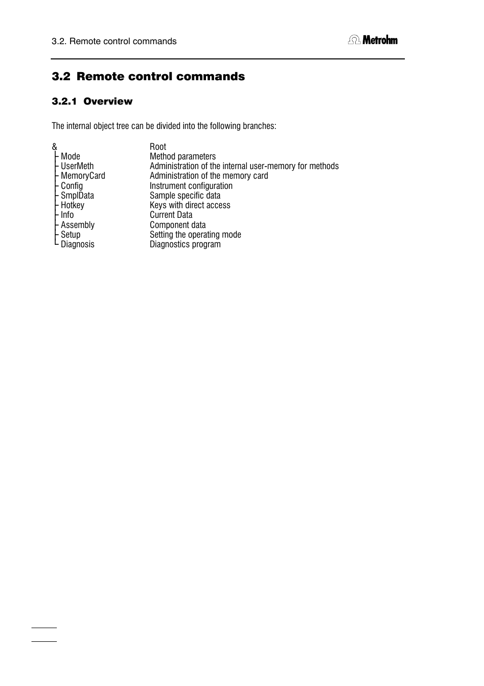 2 remote control commands | Metrohm 751 GPD Titrino User Manual | Page 119 / 240