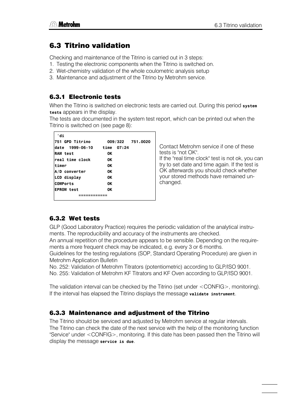 3 titrino validation | Metrohm 751 GPD Titrino User Manual | Page 228 / 240