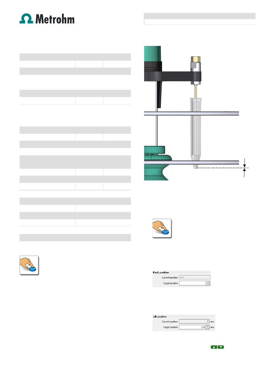 Rack, Rack data, Needle adjustment | Metrohm MVA-21 User Manual | Page 7 / 12