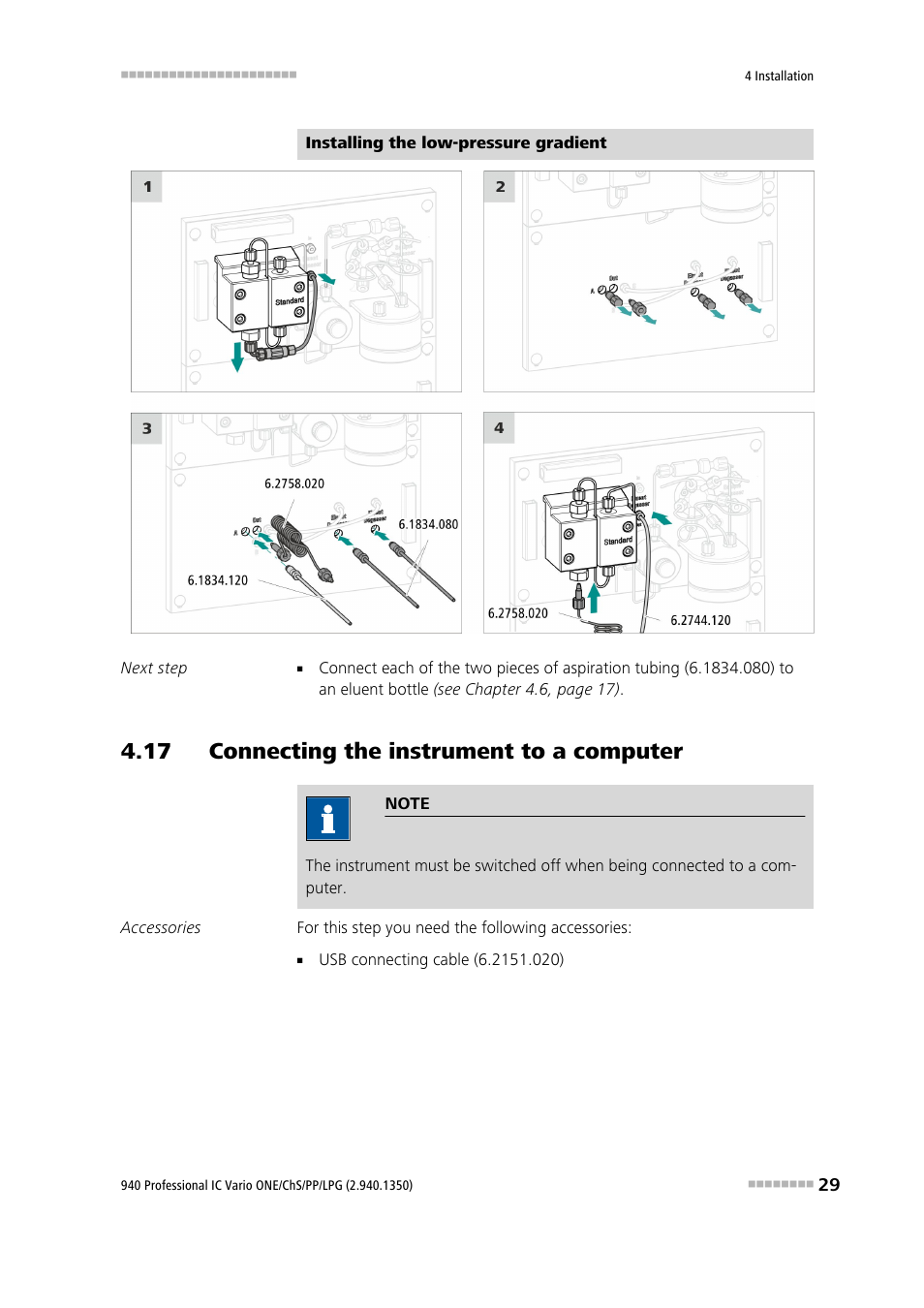 17 connecting the instrument to a computer | Metrohm 940 Professional IC Vario ONE/ChS/PP/LPG User Manual | Page 37 / 52