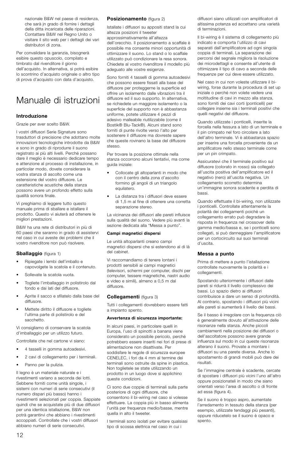 Manuale di istruzioni | Bowers & Wilkins Loudspeaker Signature 805 User Manual | Page 15 / 33