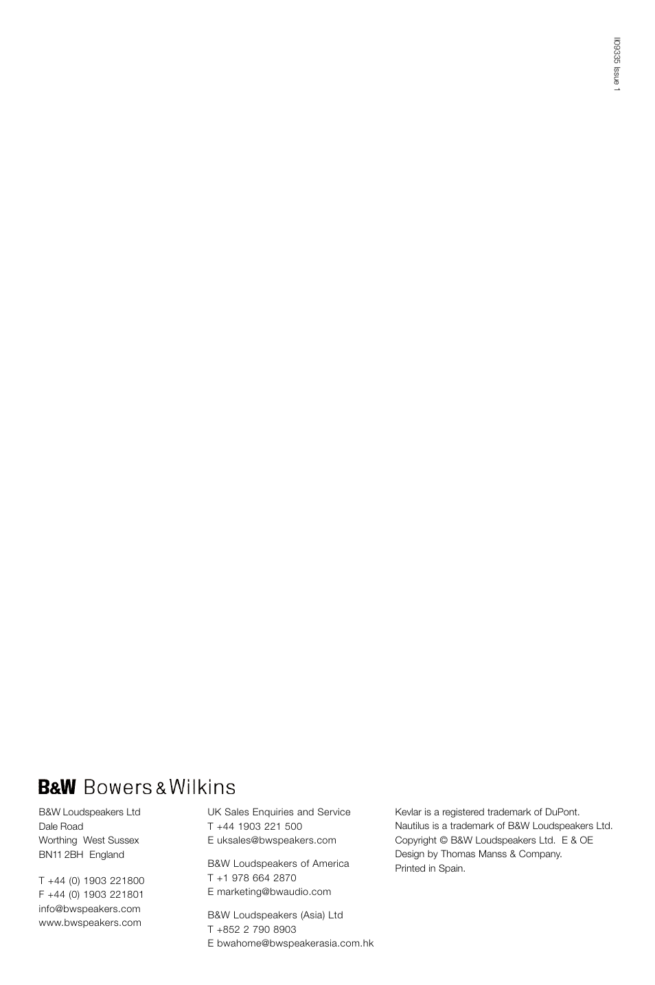 Bowers & Wilkins Loudspeaker Signature 805 User Manual | Page 33 / 33