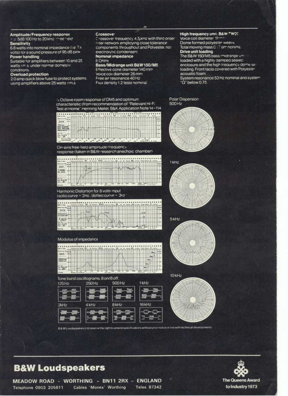 B&w loudspeakers, Meadow road • worthing - bn11 2rx • england, I-wmb | I i-o-c, Quick, Nìhìpì | Bowers & Wilkins DM5 User Manual | Page 4 / 4