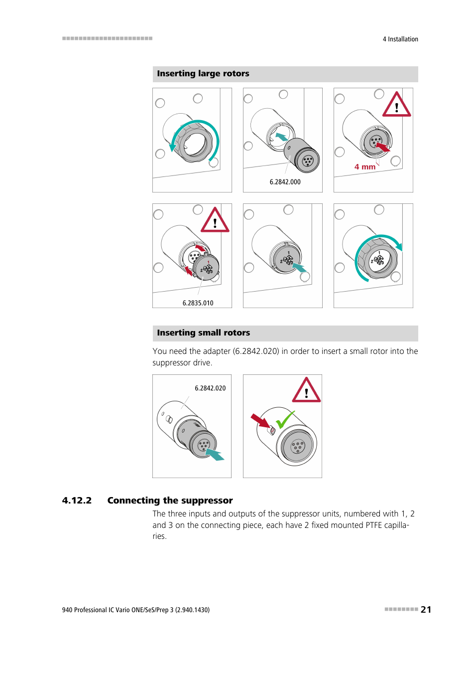 2 connecting the suppressor, Connecting the suppressor | Metrohm 940 Professional IC Vario ONE/SeS/Prep 3 User Manual | Page 29 / 54