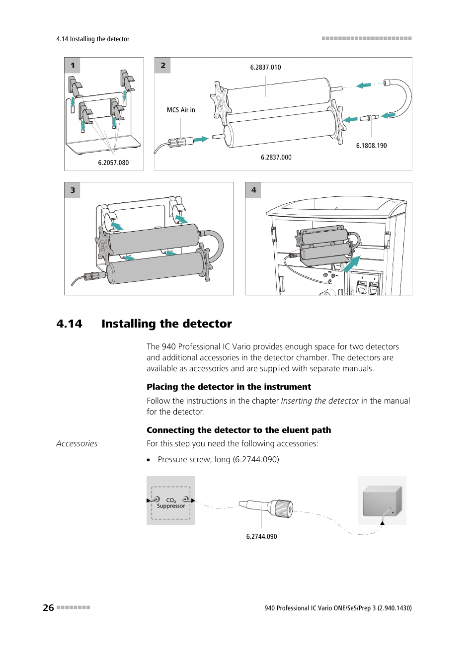 14 installing the detector | Metrohm 940 Professional IC Vario ONE/SeS/Prep 3 User Manual | Page 34 / 54