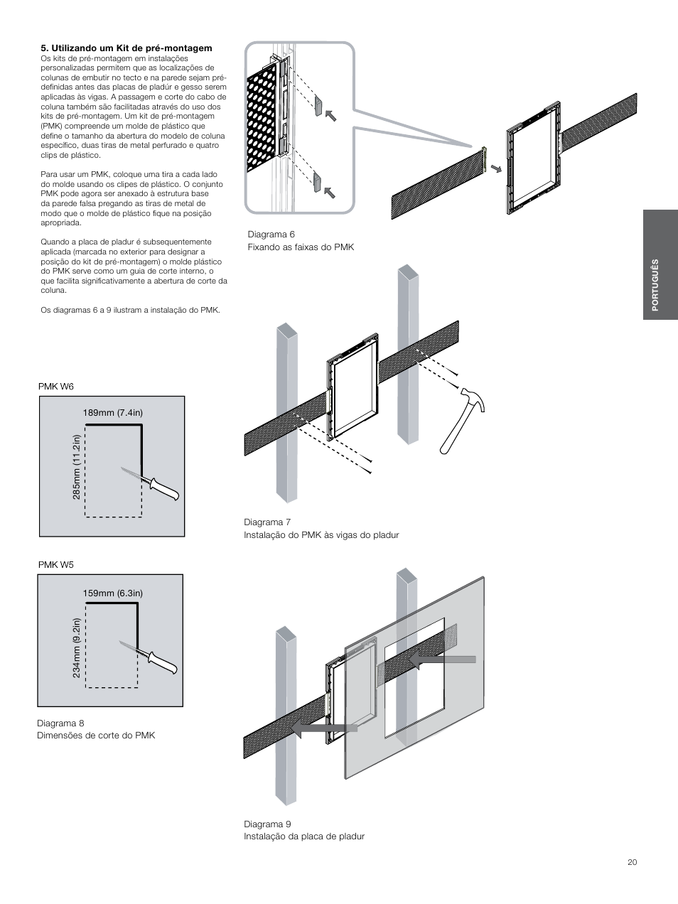 Utilizando um kit de pré-montagem, Utilizando um kit de, Pré-montagem | Bowers & Wilkins CWM3 User Manual | Page 20 / 61
