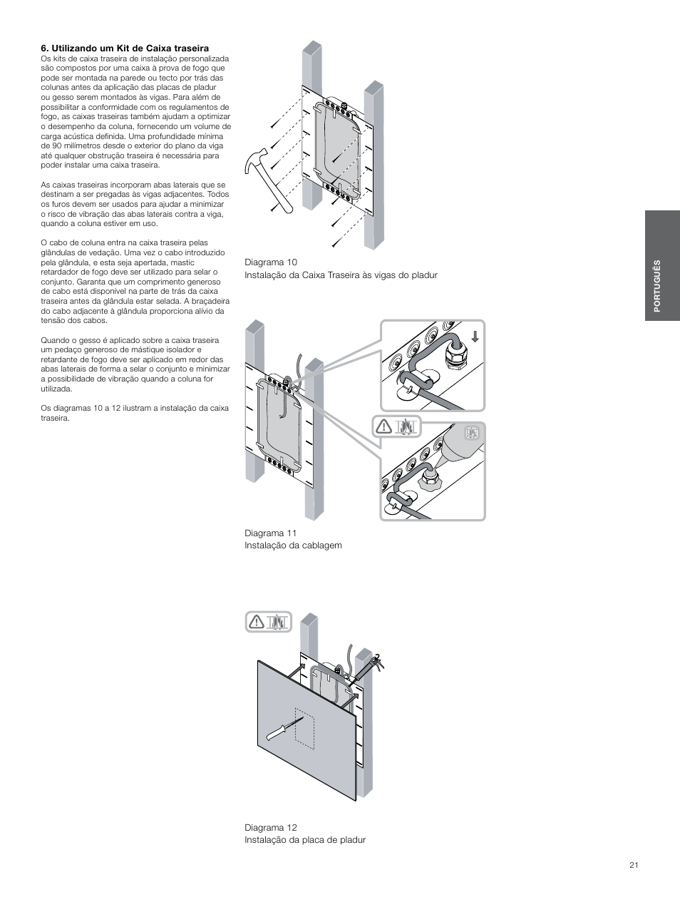 Utilizando um kit de caixa traseira, Utilizando um kit de, Caixa traseira | Bowers & Wilkins CWM3 User Manual | Page 21 / 61