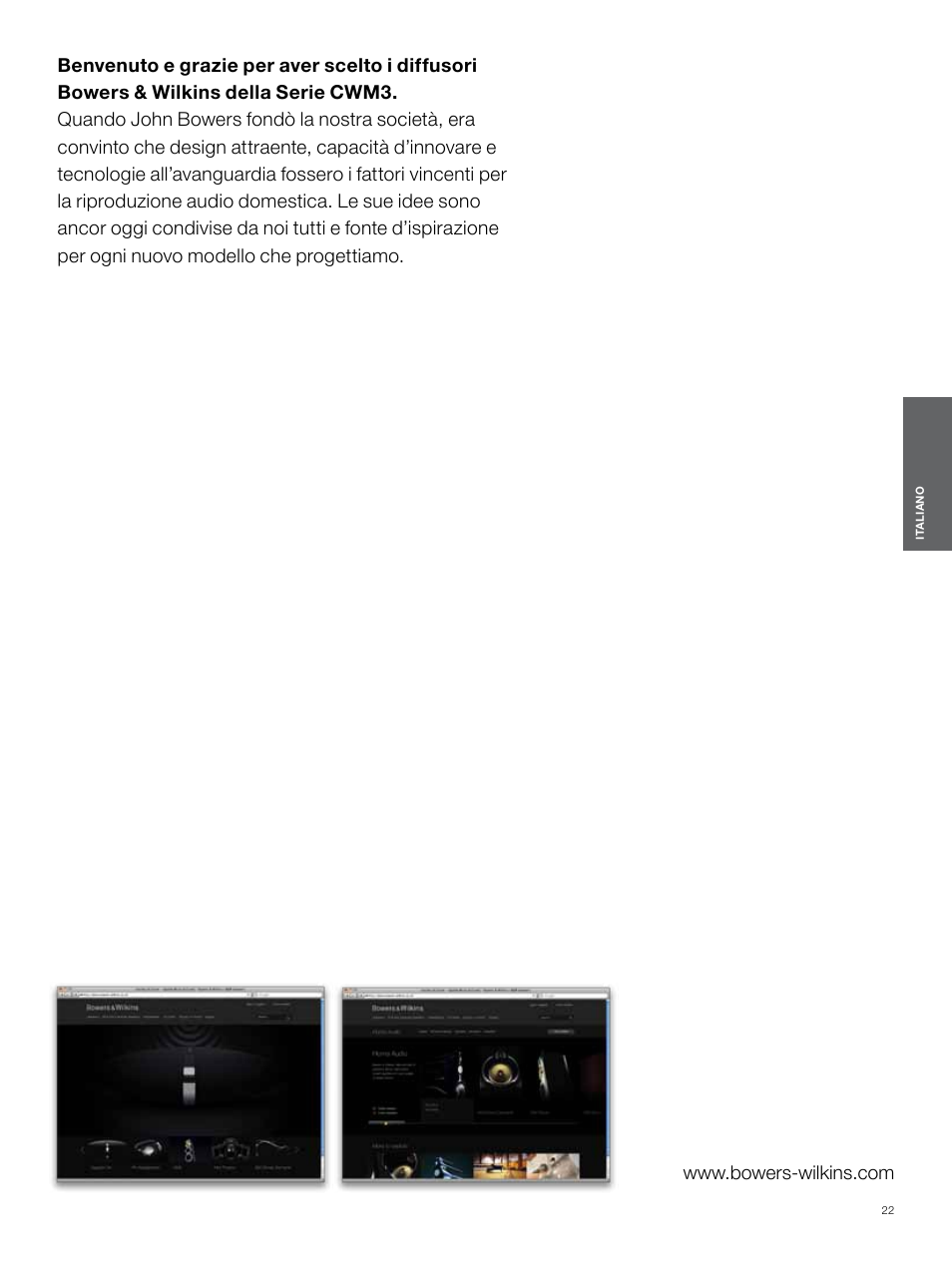 Italiano | Bowers & Wilkins CWM3 User Manual | Page 22 / 61