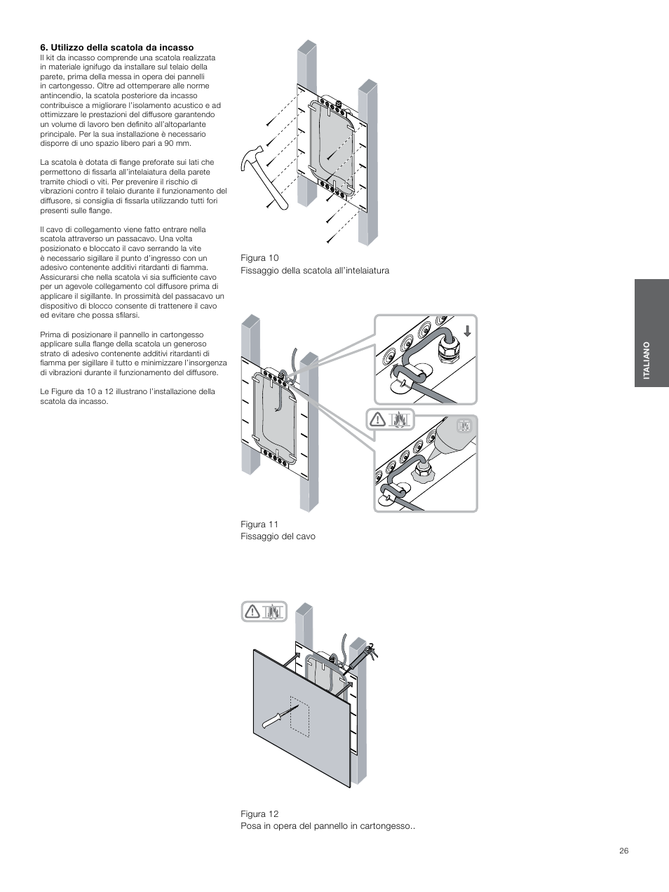 Utilizzo della scatola da incasso, Utilizzo della scatola, Da incasso 21 | Bowers & Wilkins CWM3 User Manual | Page 26 / 61