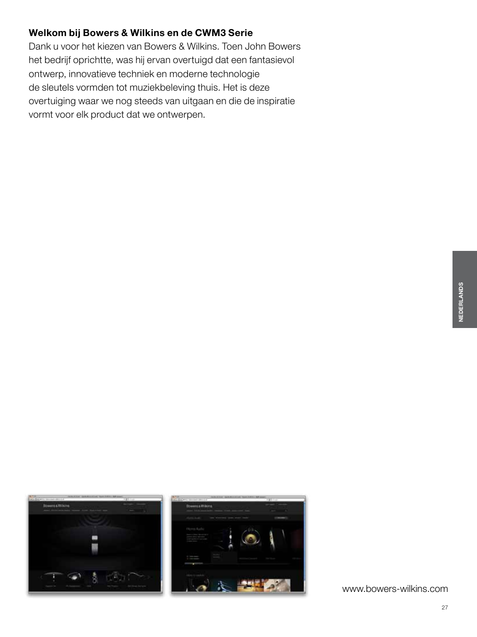 Nederlands | Bowers & Wilkins CWM3 User Manual | Page 27 / 61