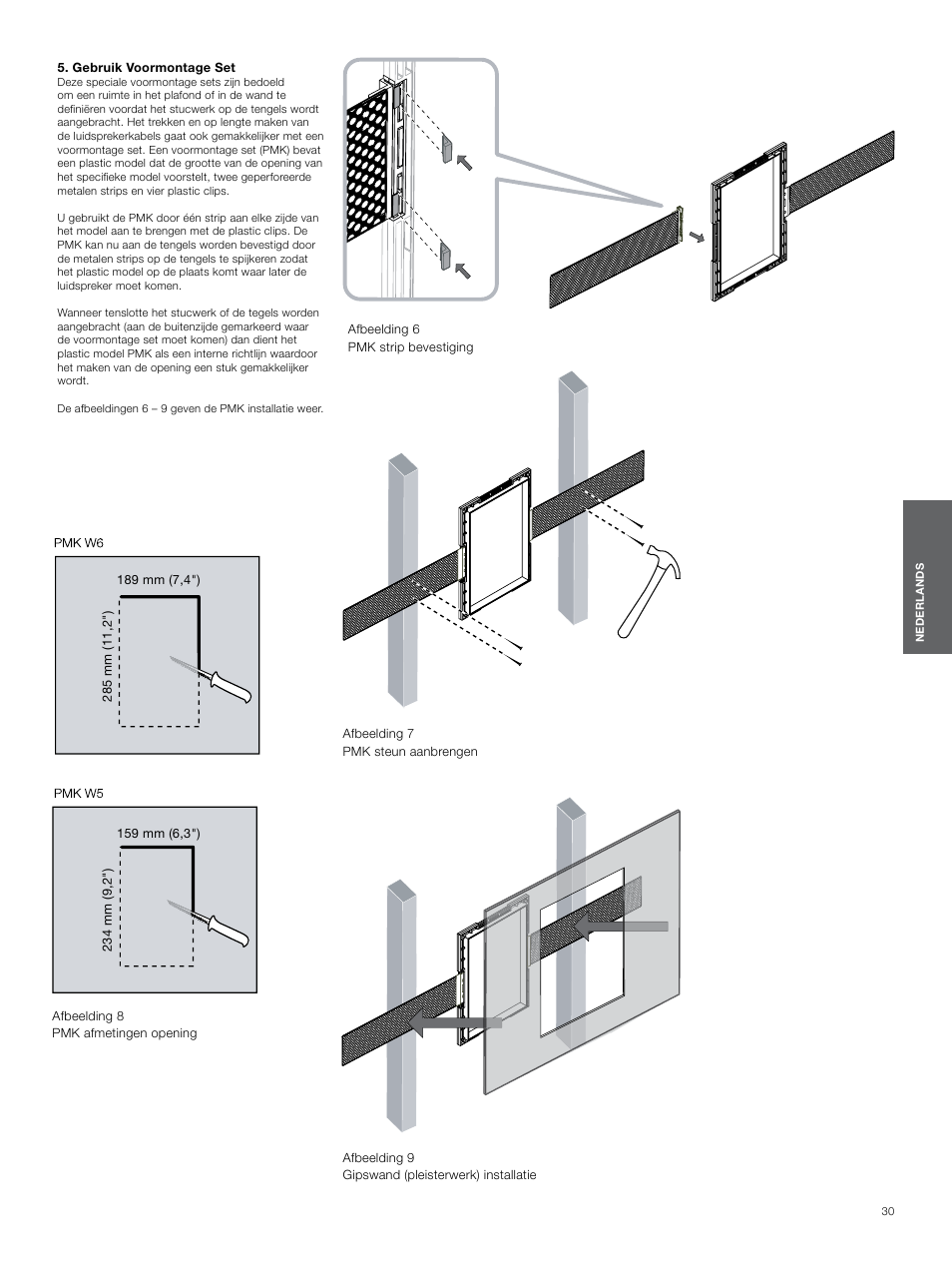 Gebruik voormontage set, Gebruik voormontage, Set 25 | Bowers & Wilkins CWM3 User Manual | Page 30 / 61
