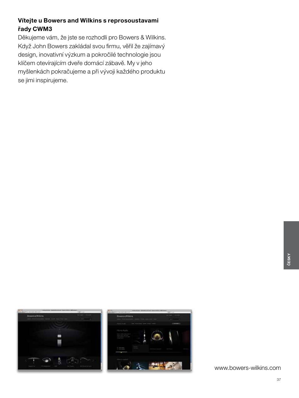 Česky | Bowers & Wilkins CWM3 User Manual | Page 37 / 61