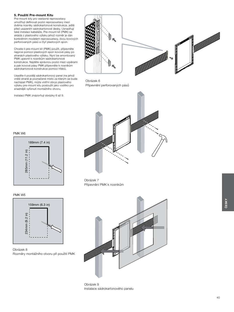 Použití pre-mount kitu | Bowers & Wilkins CWM3 User Manual | Page 40 / 61
