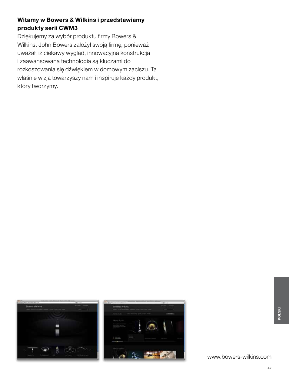 Polski | Bowers & Wilkins CWM3 User Manual | Page 47 / 61