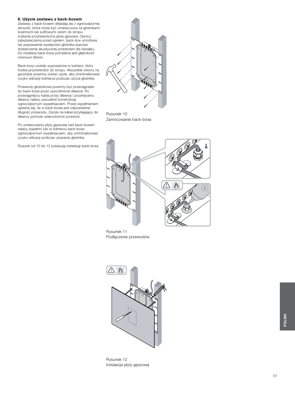 Użycie zestawu z back-boxem, Użycie zestawu z, Back-boxem 46 | Bowers & Wilkins CWM3 User Manual | Page 51 / 61