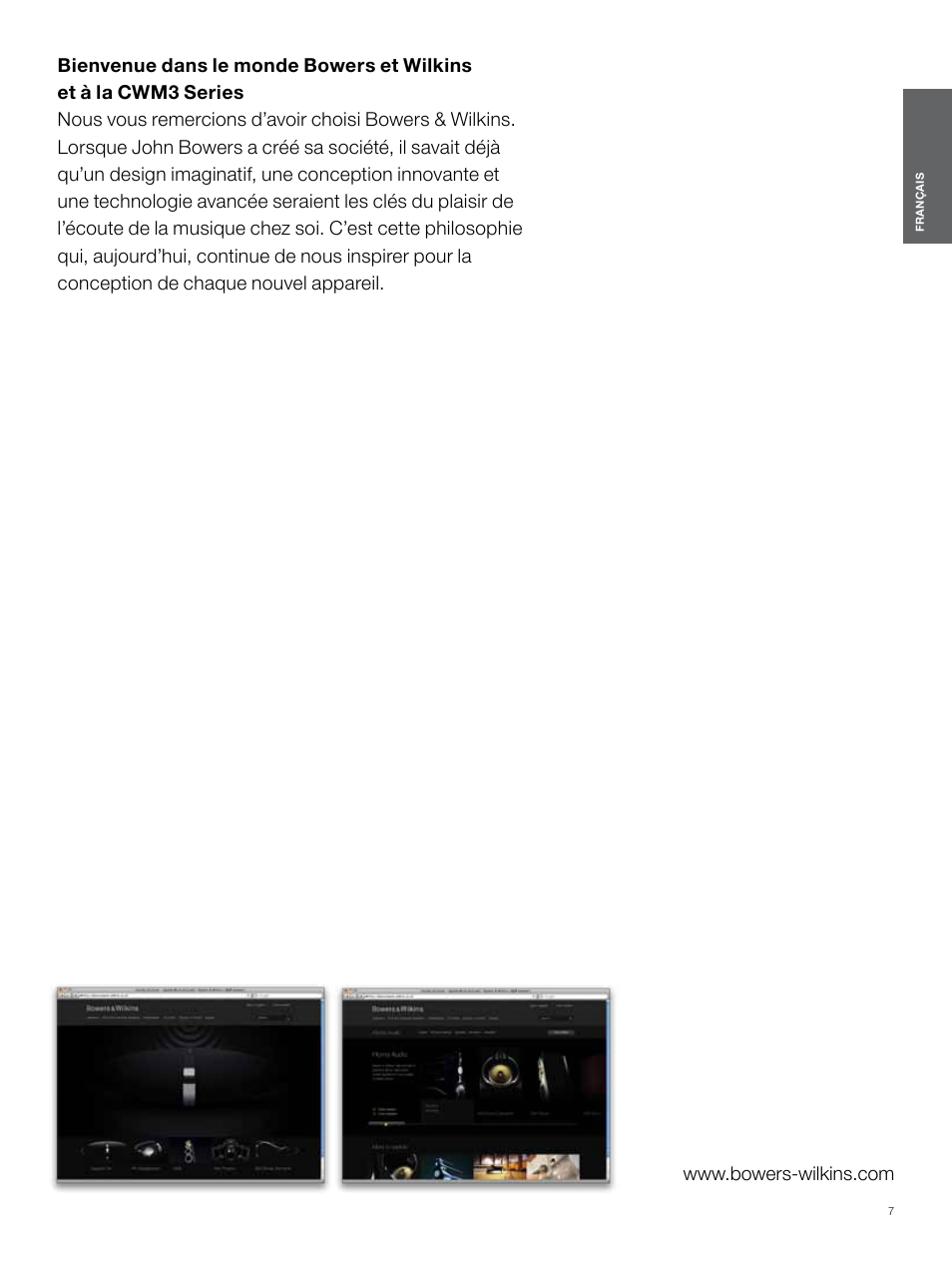 Français | Bowers & Wilkins CWM3 User Manual | Page 7 / 61