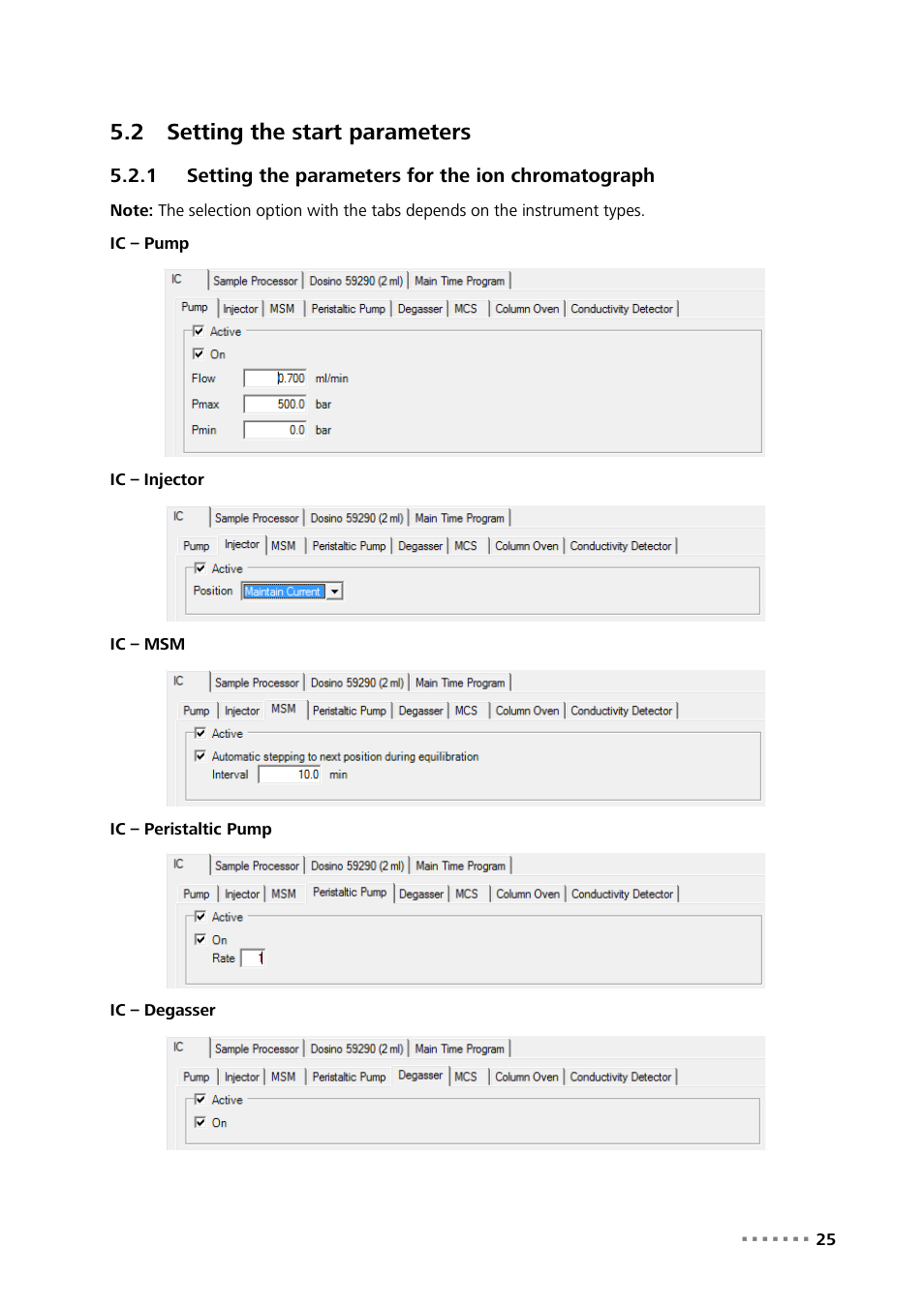 2 setting the start parameters, 1 setting the parameters for the ion chromatograph, Setting the start parameters | Setting the parameters for the ion chromatograph | Metrohm MagIC Net Empower Driver User Manual | Page 27 / 57