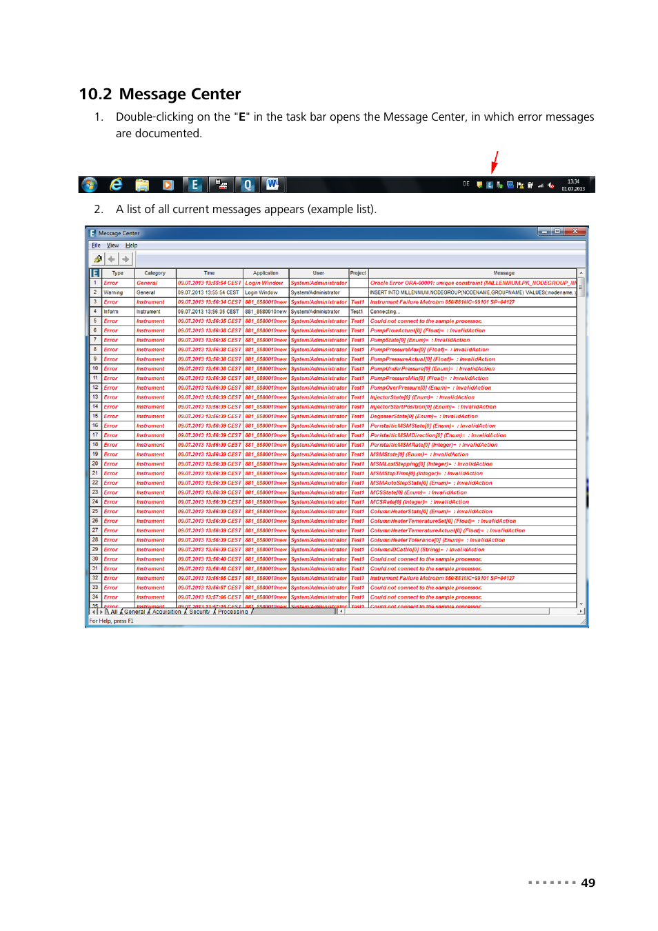 2 message center, Message center | Metrohm MagIC Net Empower Driver User Manual | Page 51 / 57