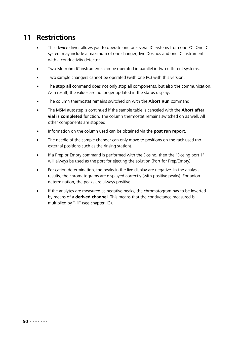 11 restrictions, Restrictions | Metrohm MagIC Net Empower Driver User Manual | Page 52 / 57