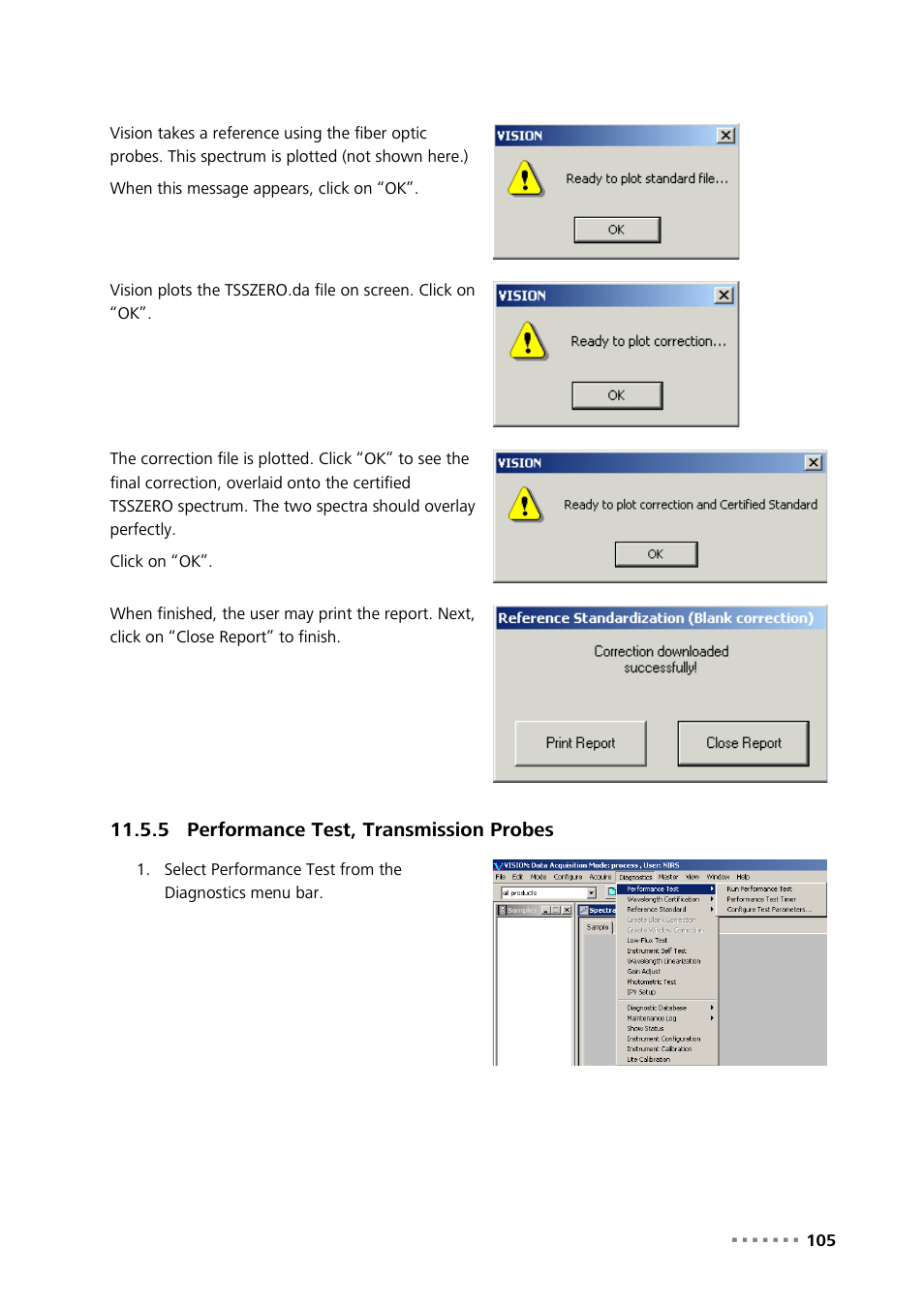 5 performance test, transmission probes, Performance test, transmission probes | Metrohm NIRS XDS Process Analyzer – DirectLight/NonContact User Manual | Page 107 / 140