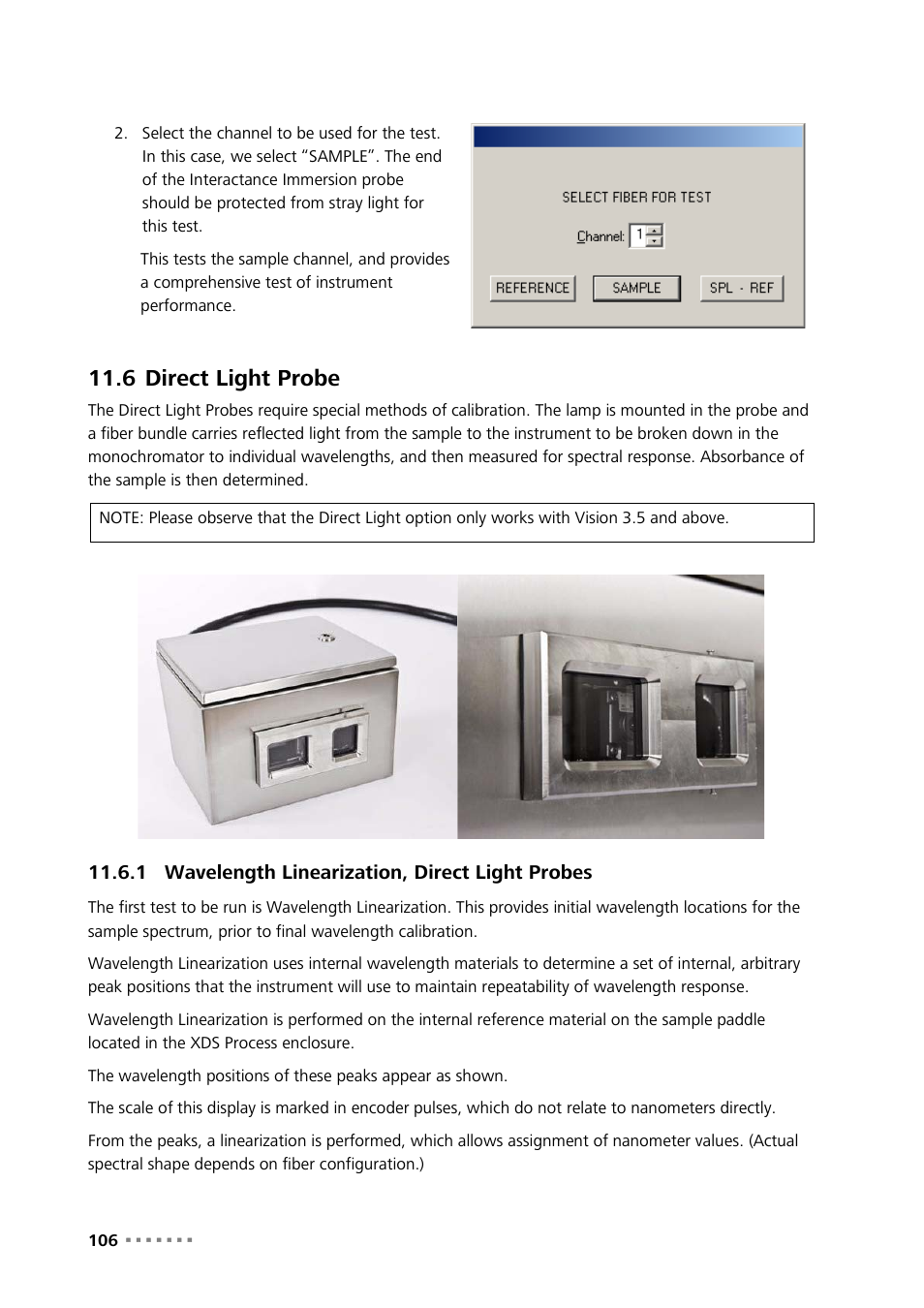 6 direct light probe, 1 wavelength linearization, direct light probes, Direct light probe | Wavelength linearization, direct light probes | Metrohm NIRS XDS Process Analyzer – DirectLight/NonContact User Manual | Page 108 / 140