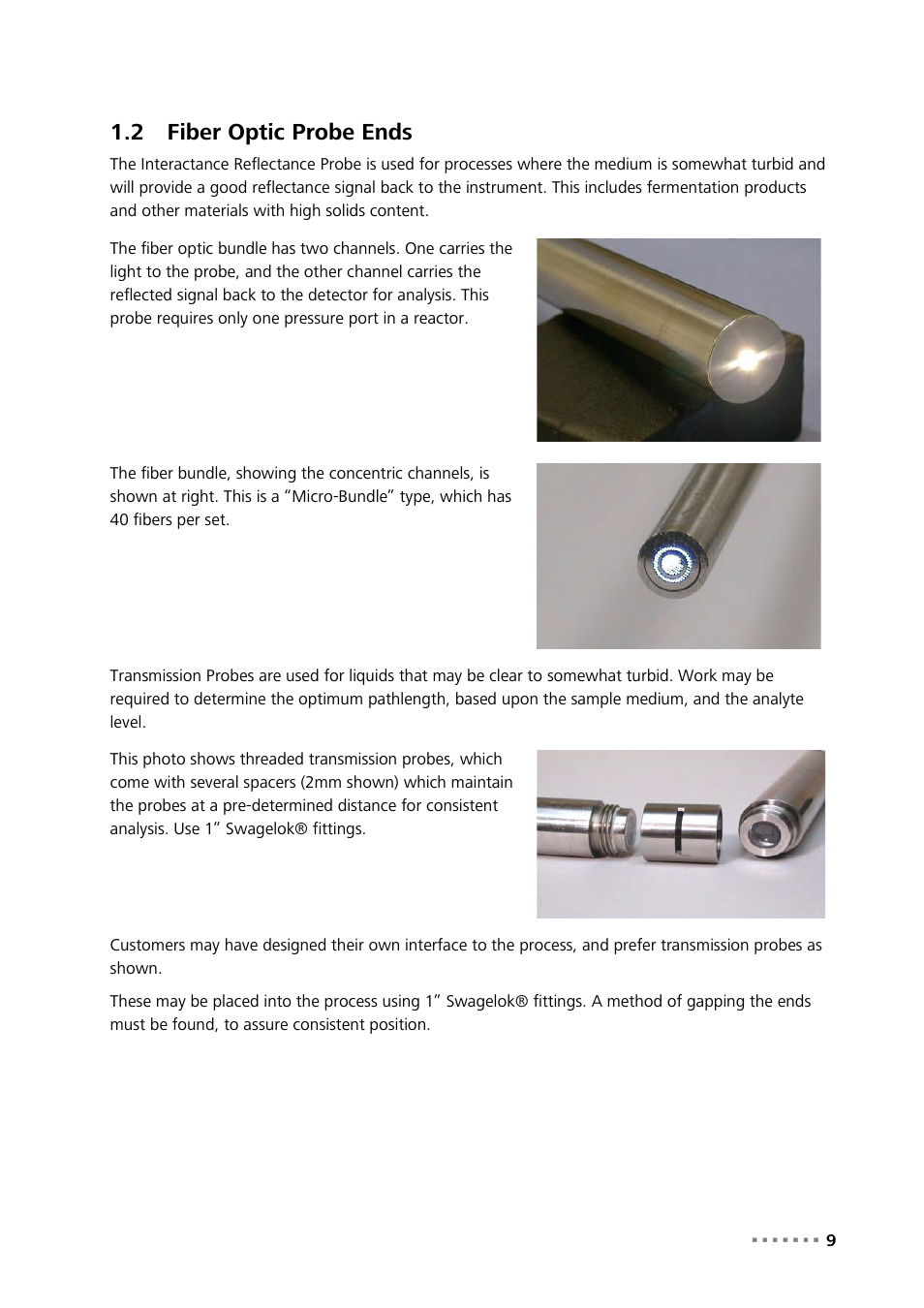 2 fiber optic probe ends, Fiber optic probe ends | Metrohm NIRS XDS Process Analyzer – DirectLight/NonContact User Manual | Page 11 / 140