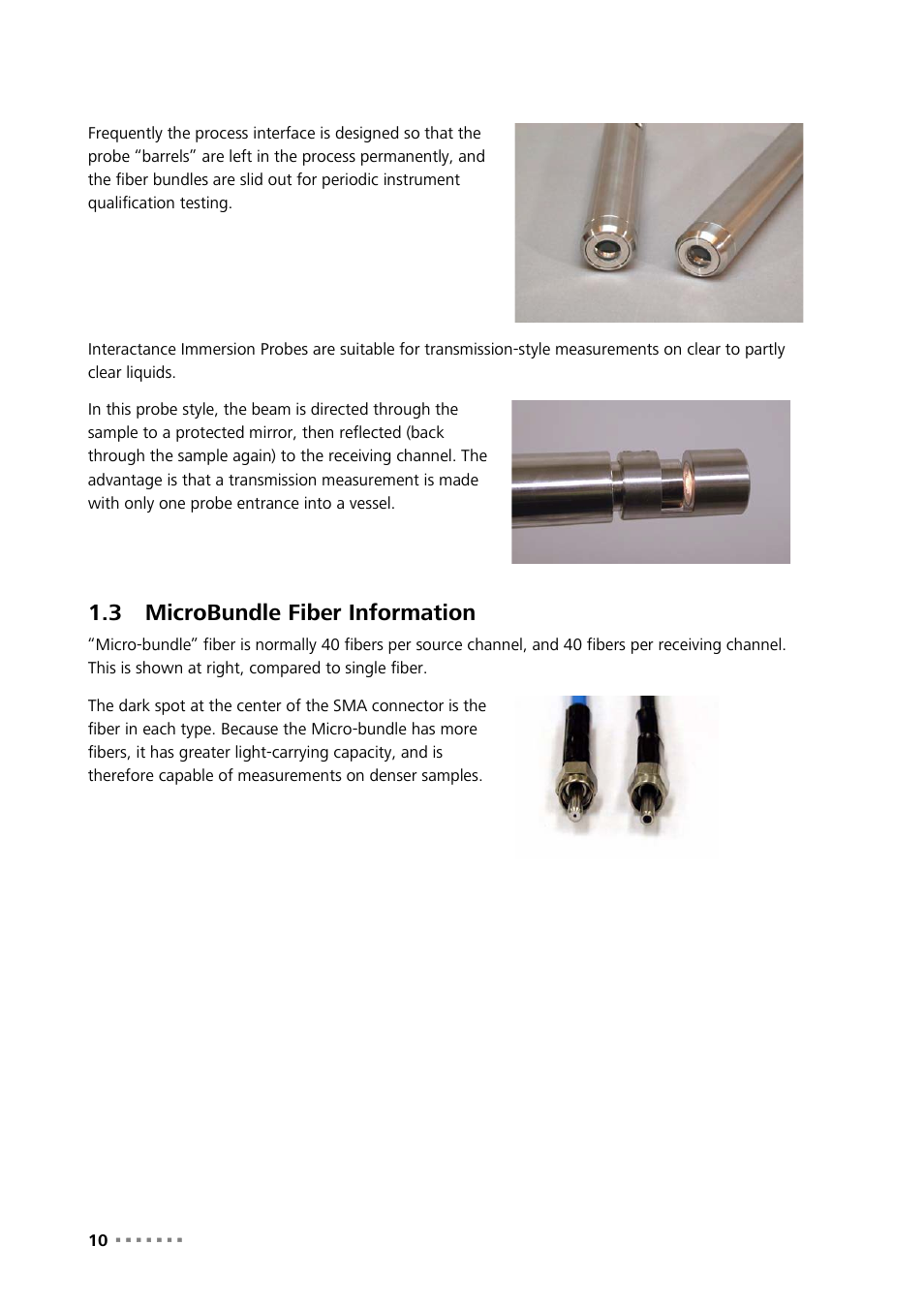 3 microbundle fiber information, Microbundle fiber information | Metrohm NIRS XDS Process Analyzer – DirectLight/NonContact User Manual | Page 12 / 140