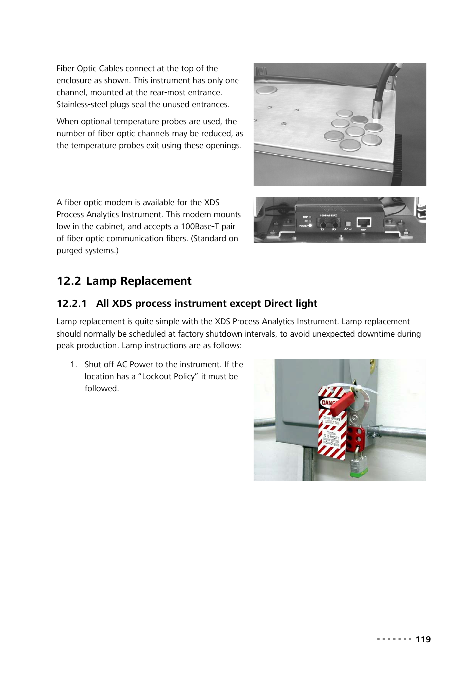 2 lamp replacement, 1 all xds process instrument except direct light, Lamp replacement | All xds process instrument except direct light | Metrohm NIRS XDS Process Analyzer – DirectLight/NonContact User Manual | Page 121 / 140