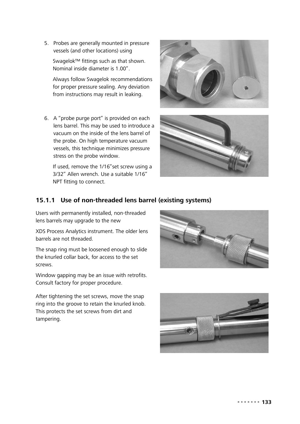 Use of non-threaded lens barrel (existing systems) | Metrohm NIRS XDS Process Analyzer – DirectLight/NonContact User Manual | Page 135 / 140