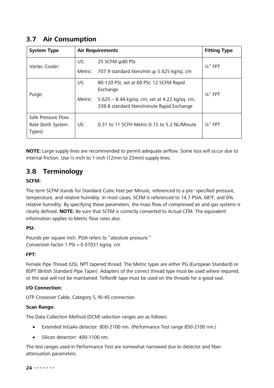 7 air consumption, 8 terminology, Air consumption | Terminology | Metrohm NIRS XDS Process Analyzer – DirectLight/NonContact User Manual | Page 26 / 140