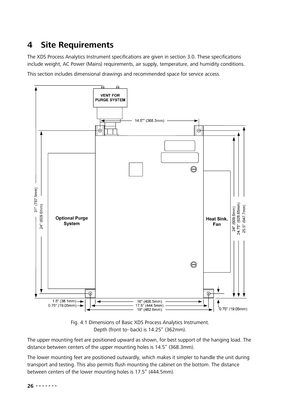 4 site requirements, Site requirements, 4site requirements | Metrohm NIRS XDS Process Analyzer – DirectLight/NonContact User Manual | Page 28 / 140