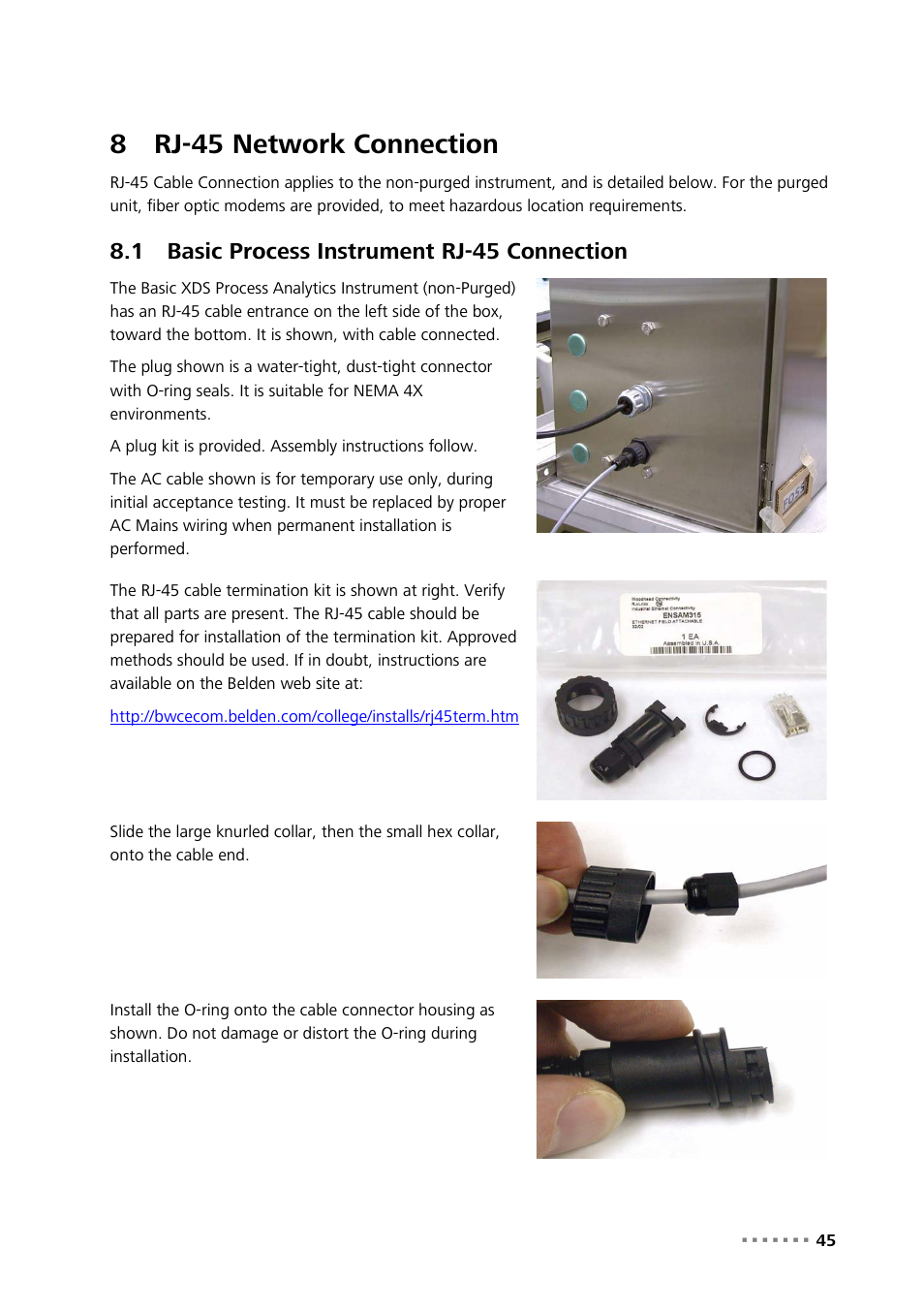 8 rj-45 network connection, 1 basic process instrument rj-45 connection, Rj-45 network connection | Basic process instrument rj-45 connection, 8rj-45 network connection | Metrohm NIRS XDS Process Analyzer – DirectLight/NonContact User Manual | Page 47 / 140