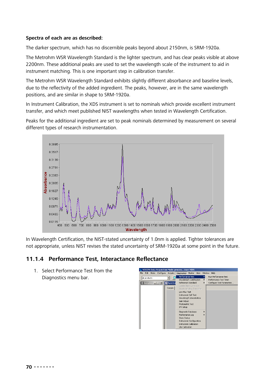 4 performance test, interactance reflectance, Performance test, interactance reflectance | Metrohm NIRS XDS Process Analyzer – DirectLight/NonContact User Manual | Page 72 / 140