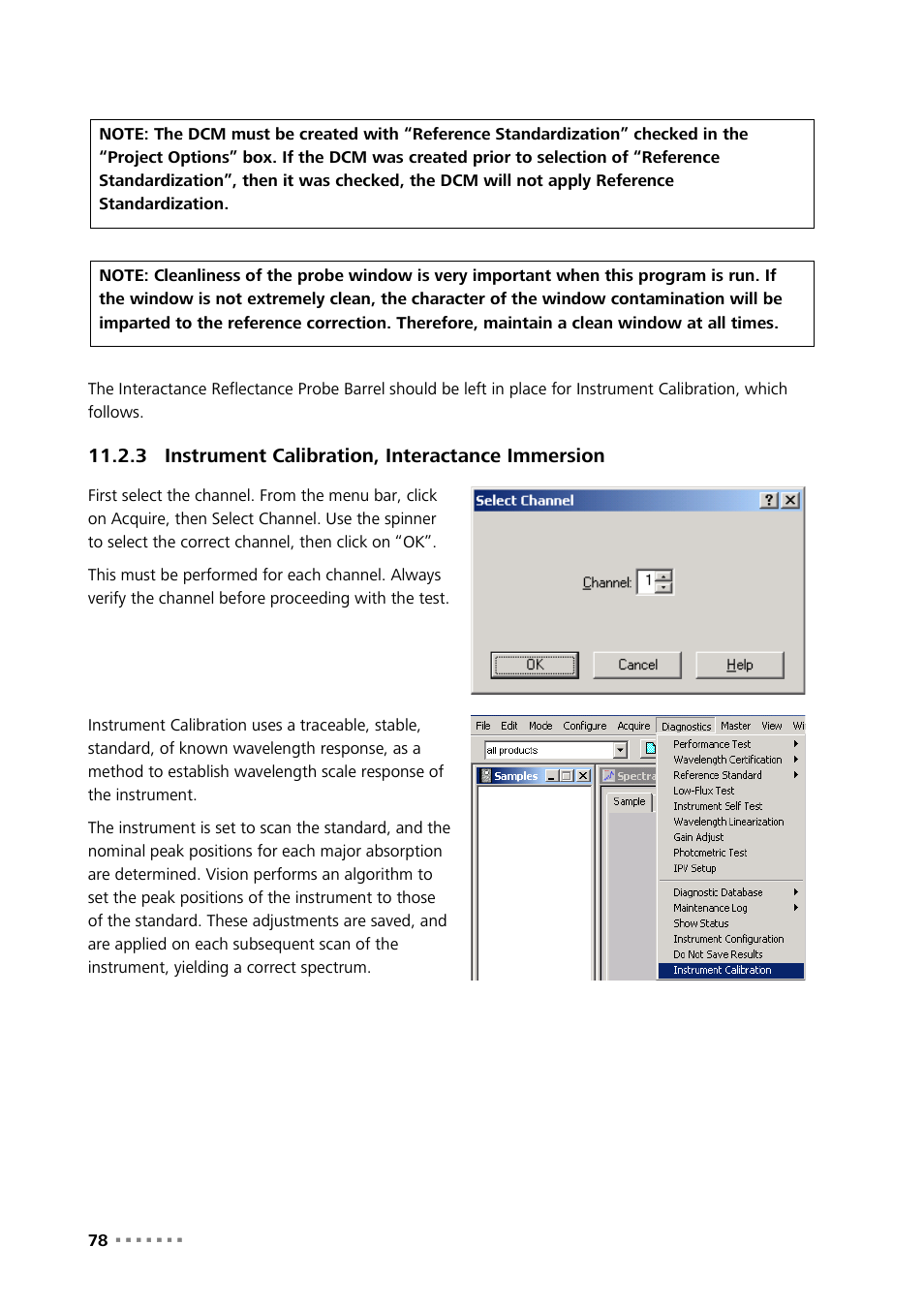 3 instrument calibration, interactance immersion, Instrument calibration, interactance immersion | Metrohm NIRS XDS Process Analyzer – DirectLight/NonContact User Manual | Page 80 / 140