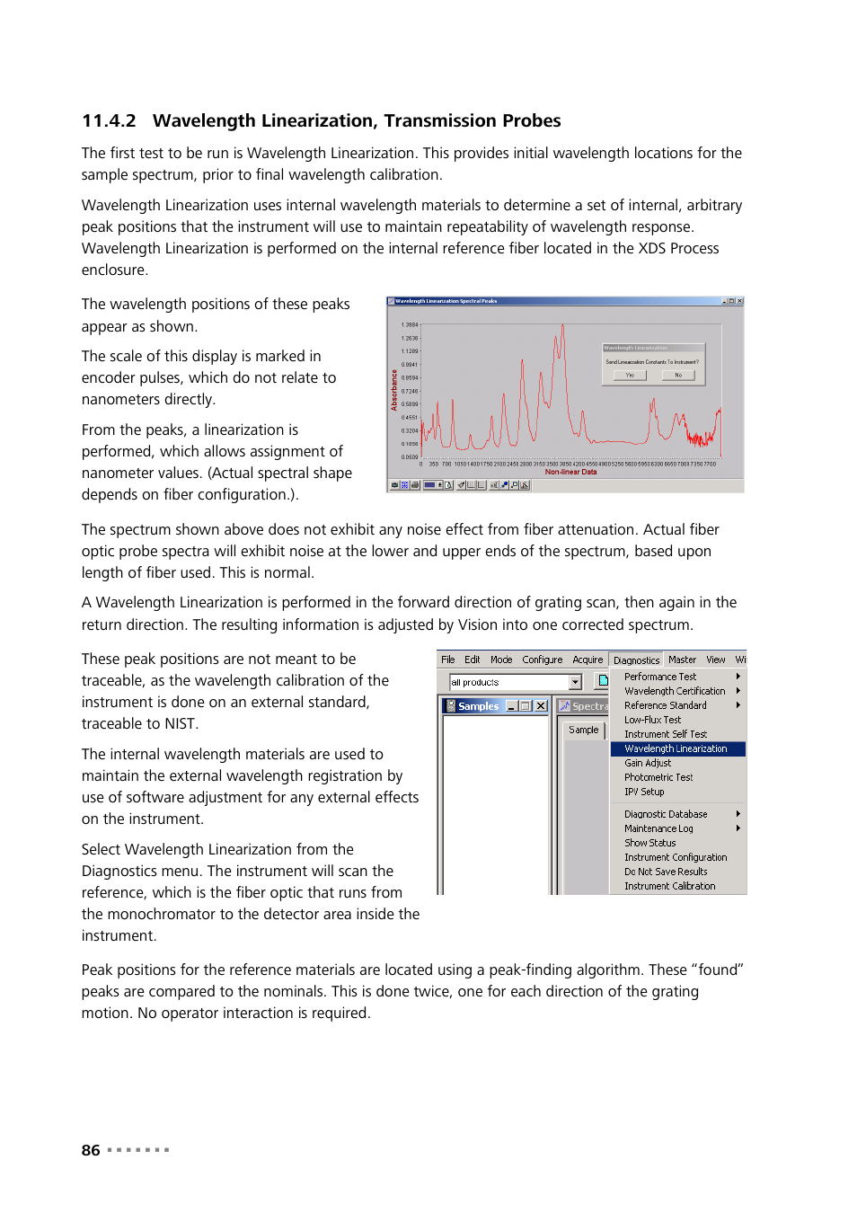 2 wavelength linearization, transmission probes, Wavelength linearization, transmission probes | Metrohm NIRS XDS Process Analyzer – DirectLight/NonContact User Manual | Page 88 / 140