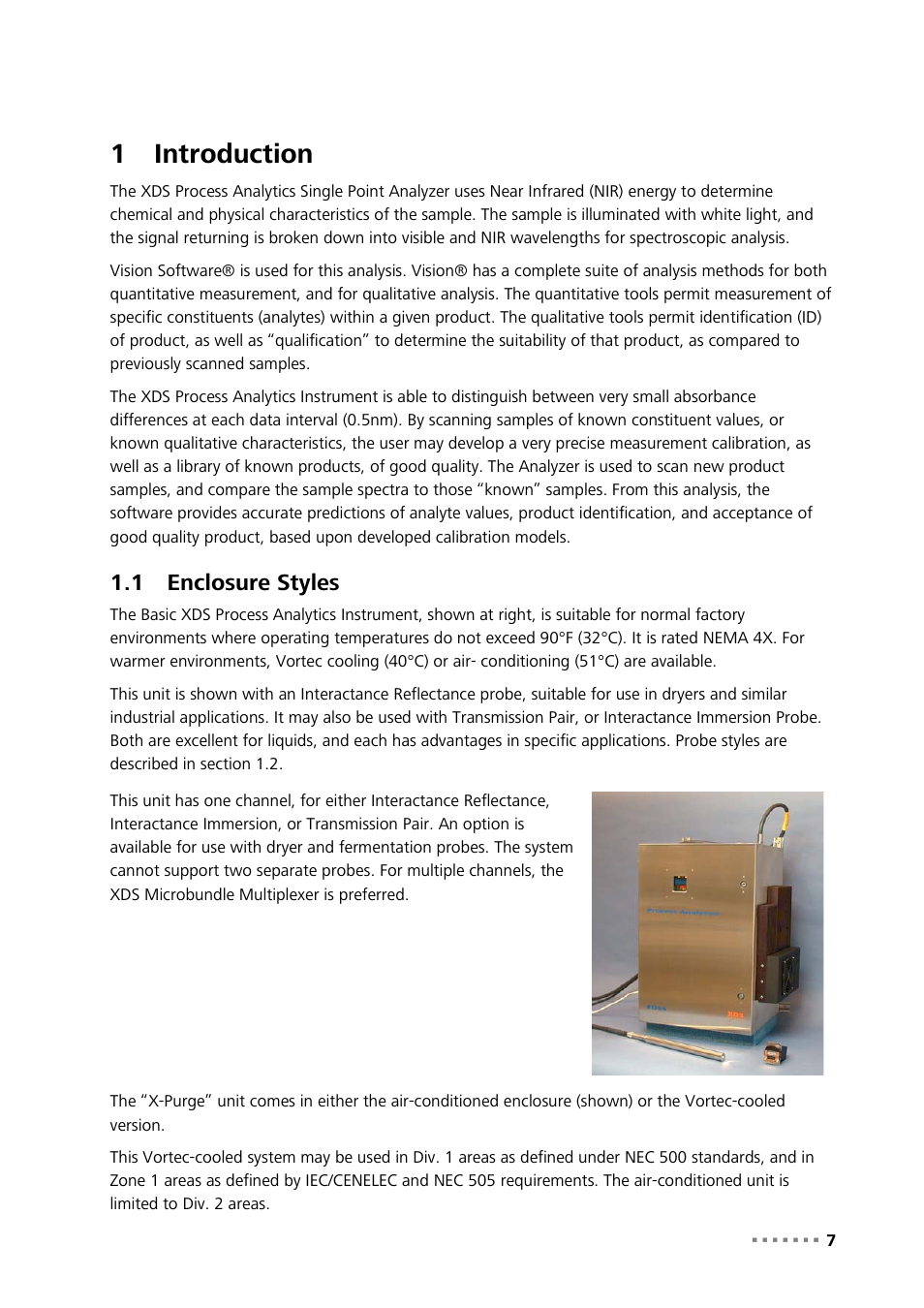 1 introduction, 1 enclosure styles, Introduction | Enclosure styles, 1introduction | Metrohm NIRS XDS Process Analyzer – DirectLight/NonContact User Manual | Page 9 / 140