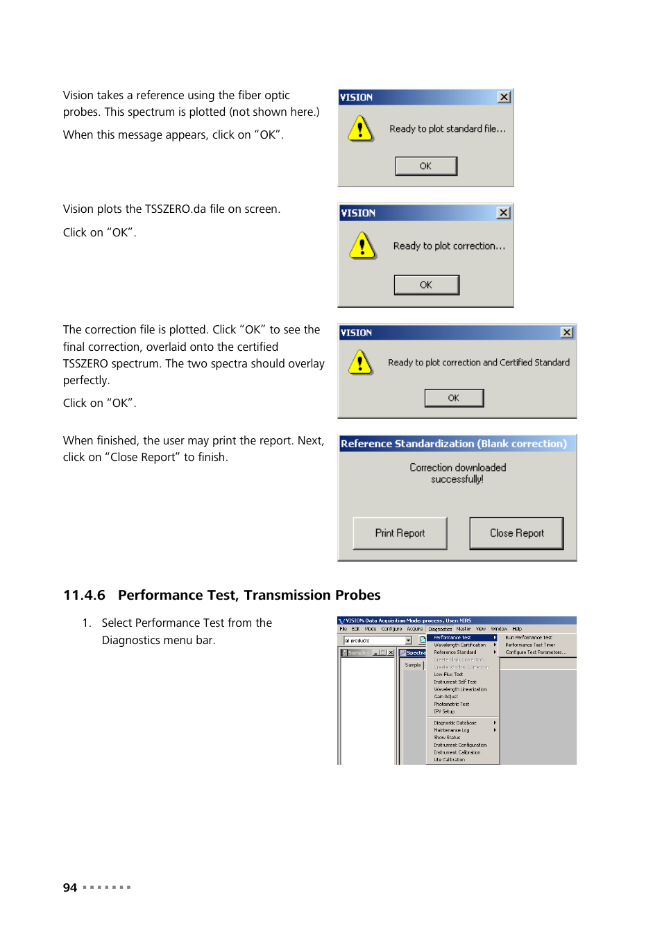 6 performance test, transmission probes, Performance test, transmission probes | Metrohm NIRS XDS Process Analyzer – DirectLight/NonContact User Manual | Page 96 / 140