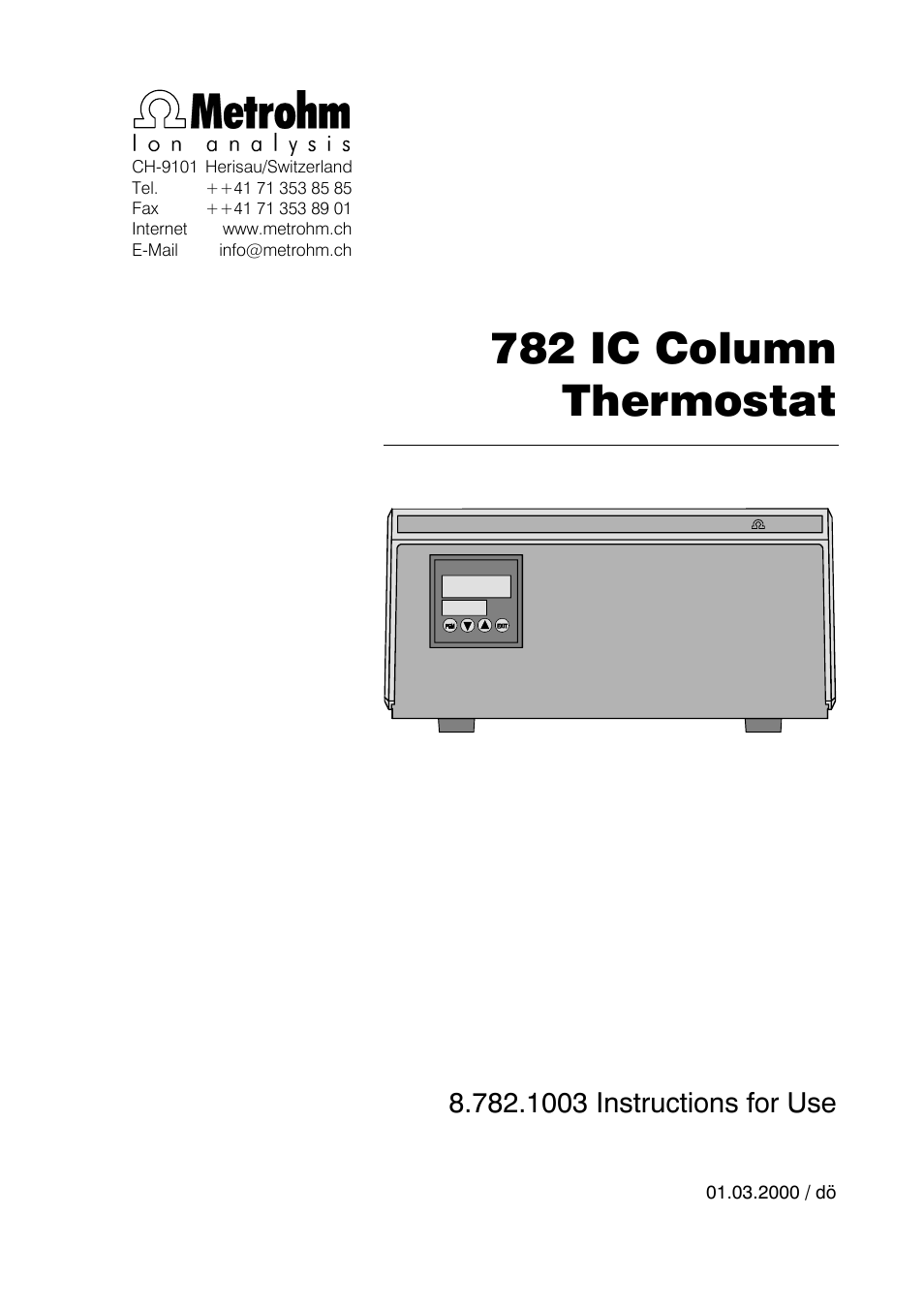 Metrohm 782 IC Column Thermostat User Manual | 25 pages