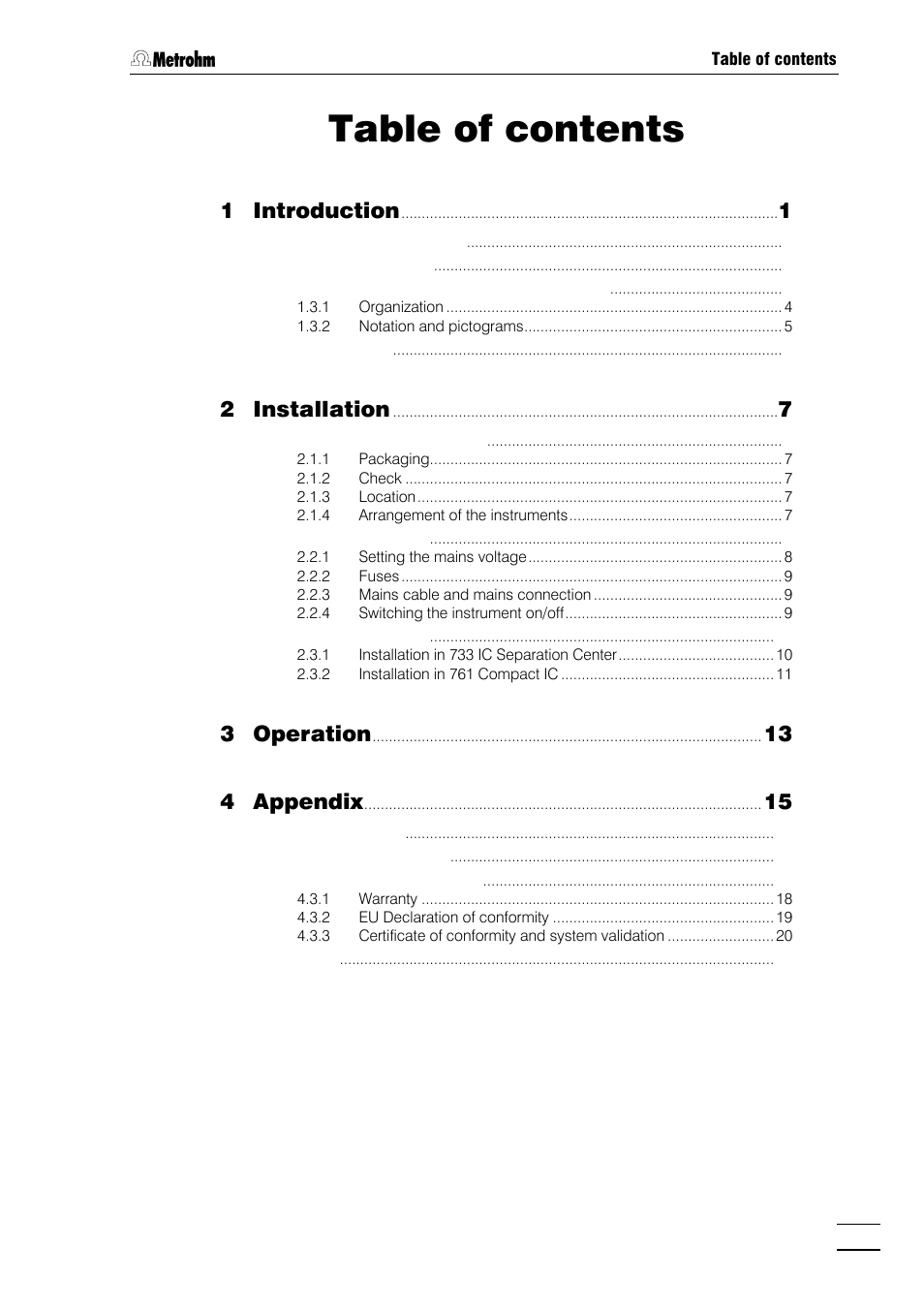 Metrohm 782 IC Column Thermostat User Manual | Page 2 / 25